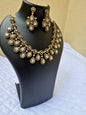 Gold-Plated Teardrop Stone Necklace Set