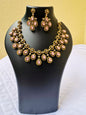 Metal Gold-Plated Jewel Set with Rose Pearl
