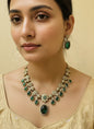 Gold-Plated Green Stone Necklace Set