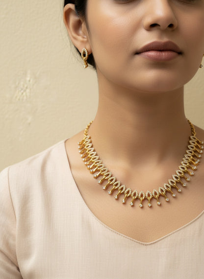 Elegant Gold-Plated Necklace & Earring Set