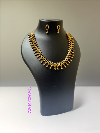Elegant Gold-Plated Necklace & Earring Set
